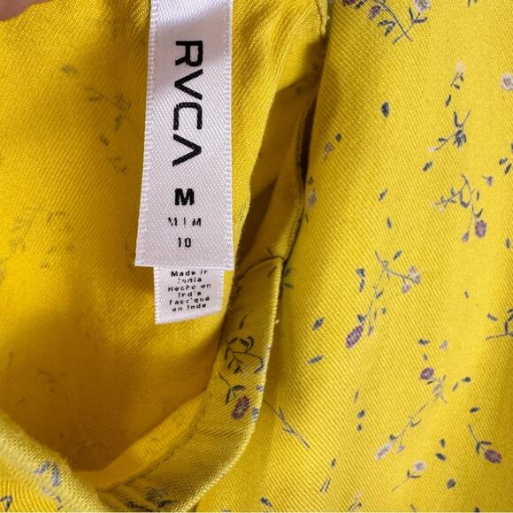 RVCA 90’s Baby Mustard Yellow Floral Button Front Halter Dress Women’s Medium - Picture 6 of 7